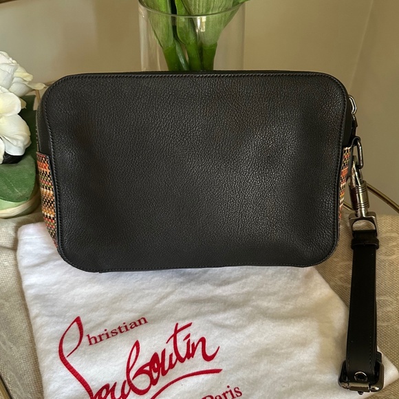 Christian Louboutin Black Leather Clutch with Multi Colored Pattern NWT - Picture 3 of 11